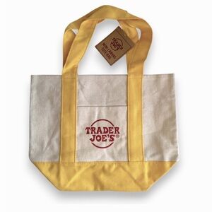 NWT Trader Joe’s Yellow Mini Canvas Tote Bag